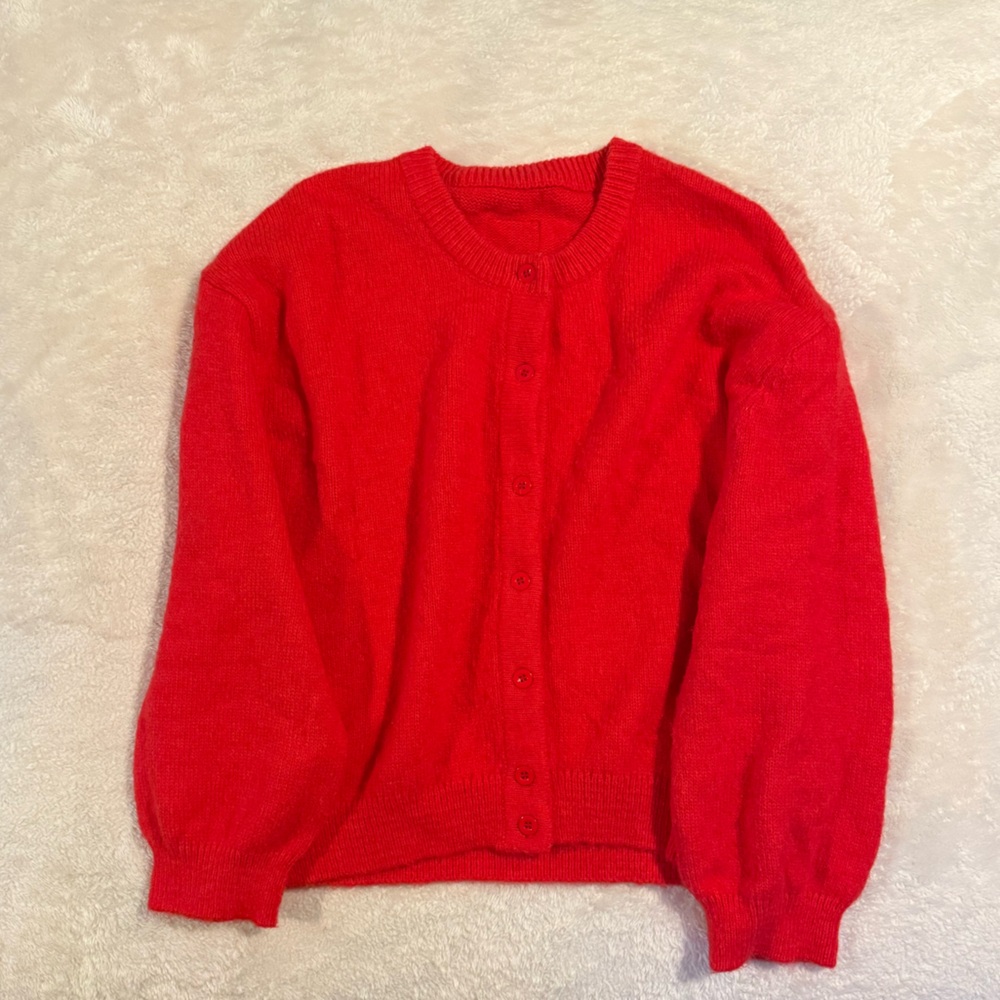 Daily Drills Button Up Sweater Red Cardigan M/L